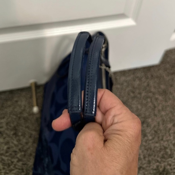 Coach F17574 Signature Tote Handbag Satin Purple Sequins Medium Blue - Picture 5 of 6